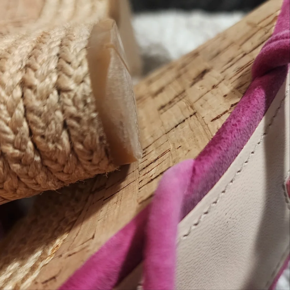 PRADA - Wedge sandals, pink, ankle strap, 4.25" heel, size 8 - Picture 15 of 16